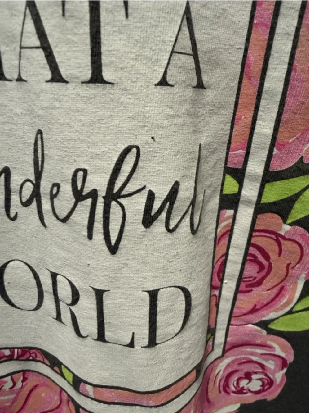 Southern Couture Gray What a Wonderful World Graphic Crew Neck T-Shirt L